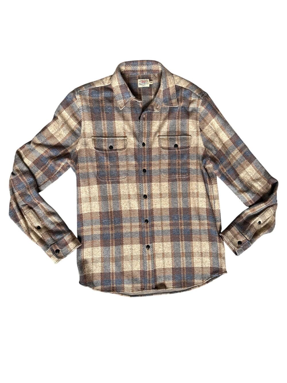 Faherty Men's Brown Plaid Flannel Size Medium